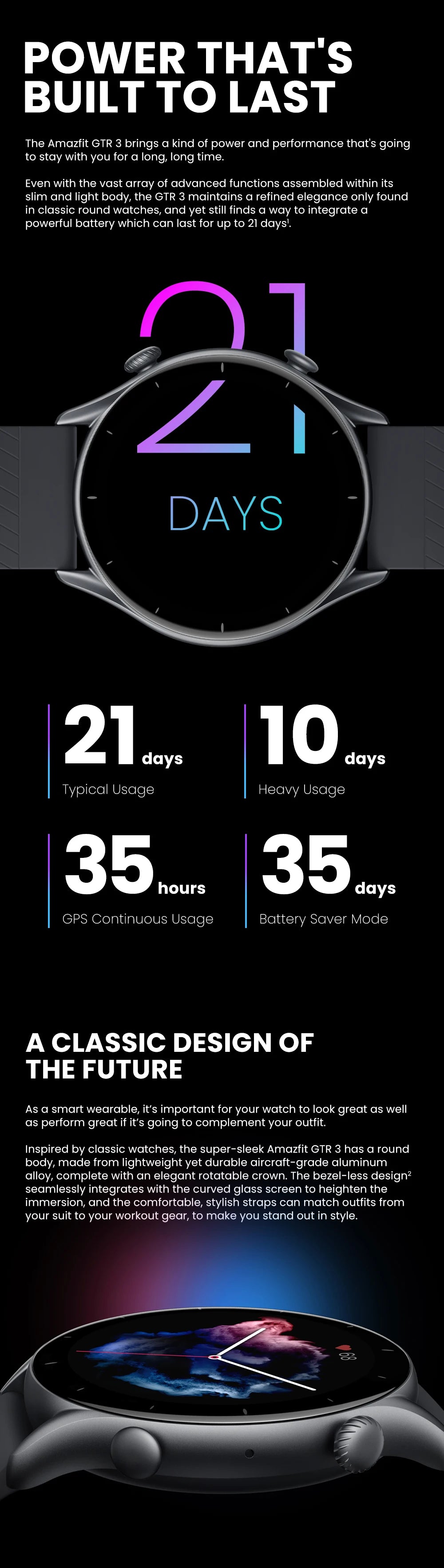 Global Version Amazfit GTR 3 GTR3 GTR-3 Smartwatch 46mm Zepp OS Alexa Built-in GPS Smart Watch  Over 150 Sports  Modes