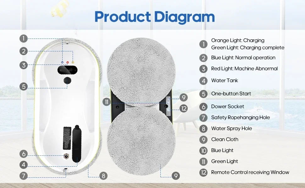 Robot Window Cleaner Window Cleaning Robot Smart Home Robot Vacuum CleanerRemote Control Glass Cleaning Robots And accessories