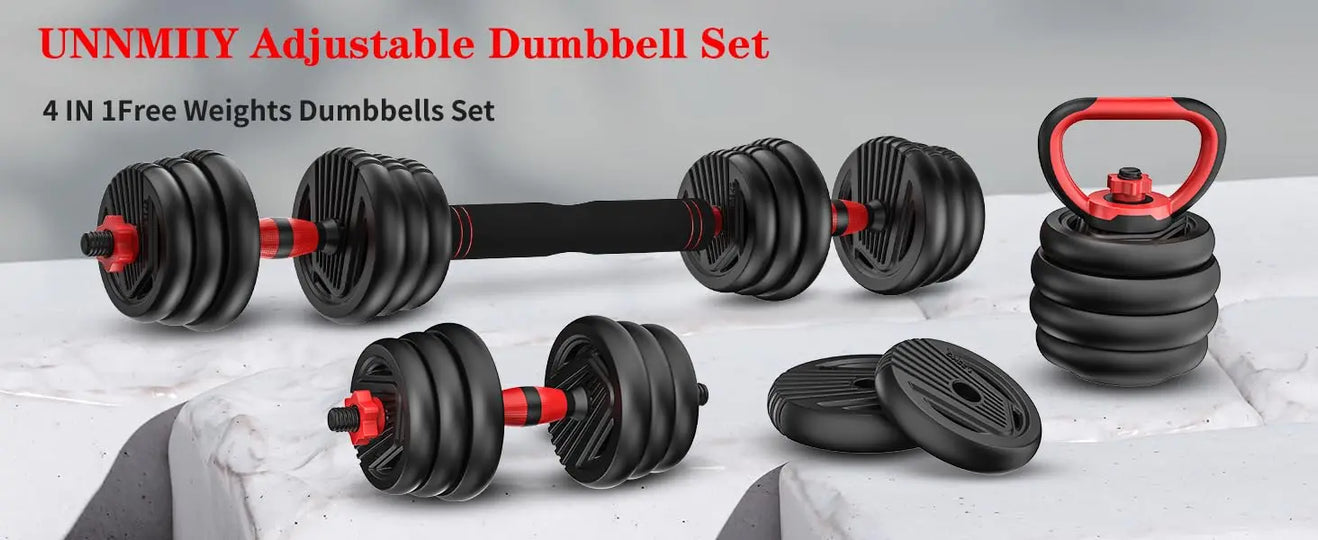 AQAdjustable ,10/25/35/55/70/90lbs Free Weight with Connector,4 in1 Dumbbells Set Used as Barbell,Kettlebells,Push