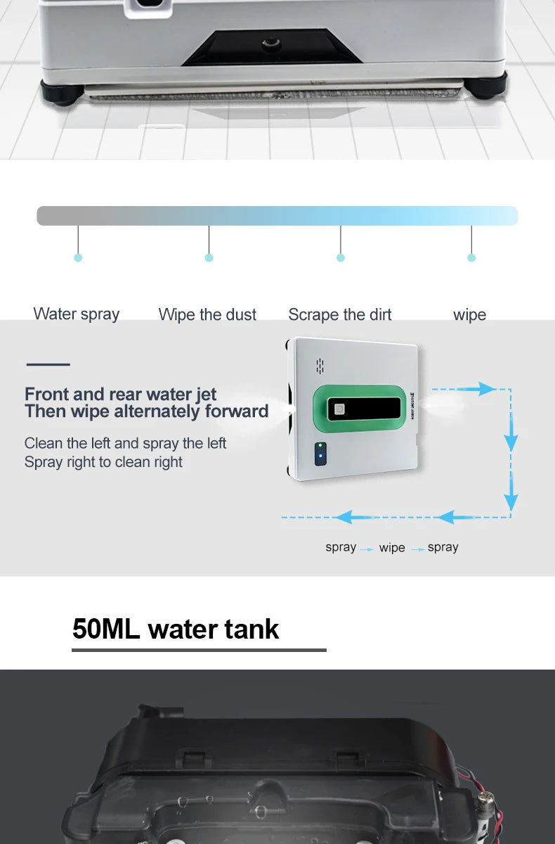 Window Robot Cleaner Electric Robotic Washing Glass Auto Water Spray Voice Prompt APP / Remote Control Professional Washer