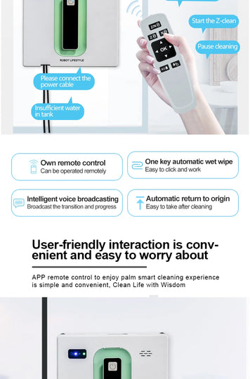 Window Robot Cleaner Electric Robotic Washing Glass Auto Water Spray Voice Prompt APP / Remote Control Professional Washer