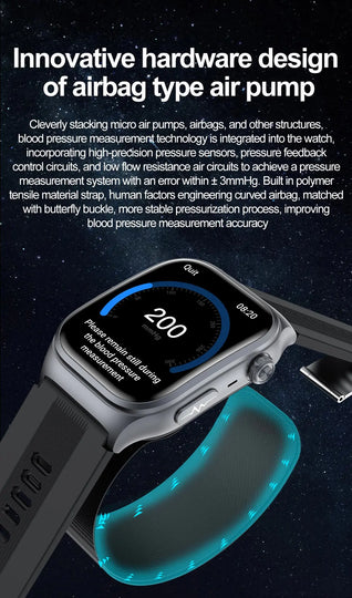 S15 Smart Watch Air Pump Airbag Accurate Blood Pressure Measurement ECG Health Monitoring 2.06inch Amoled Screen Smartwatch