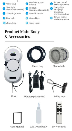 Window Cleaning Robot Large Suction Spray Electric Window Cleaning Robot anti-fall Remote Control Vacuum Cleaner