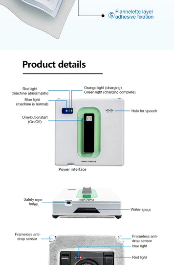 Window Robot Cleaner Electric Robotic Washing Glass Auto Water Spray Voice Prompt APP / Remote Control Professional Washer