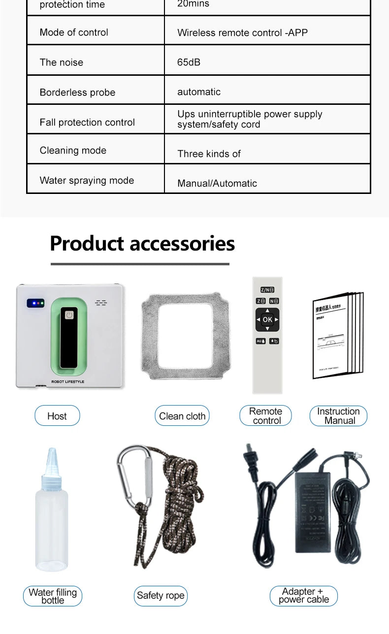 Window Robot Cleaner Electric Robotic Washing Glass Auto Water Spray Voice Prompt APP / Remote Control Professional Washer