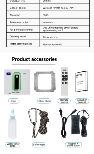 Window Robot Cleaner Electric Robotic Washing Glass Auto Water Spray Voice Prompt APP / Remote Control Professional Washer