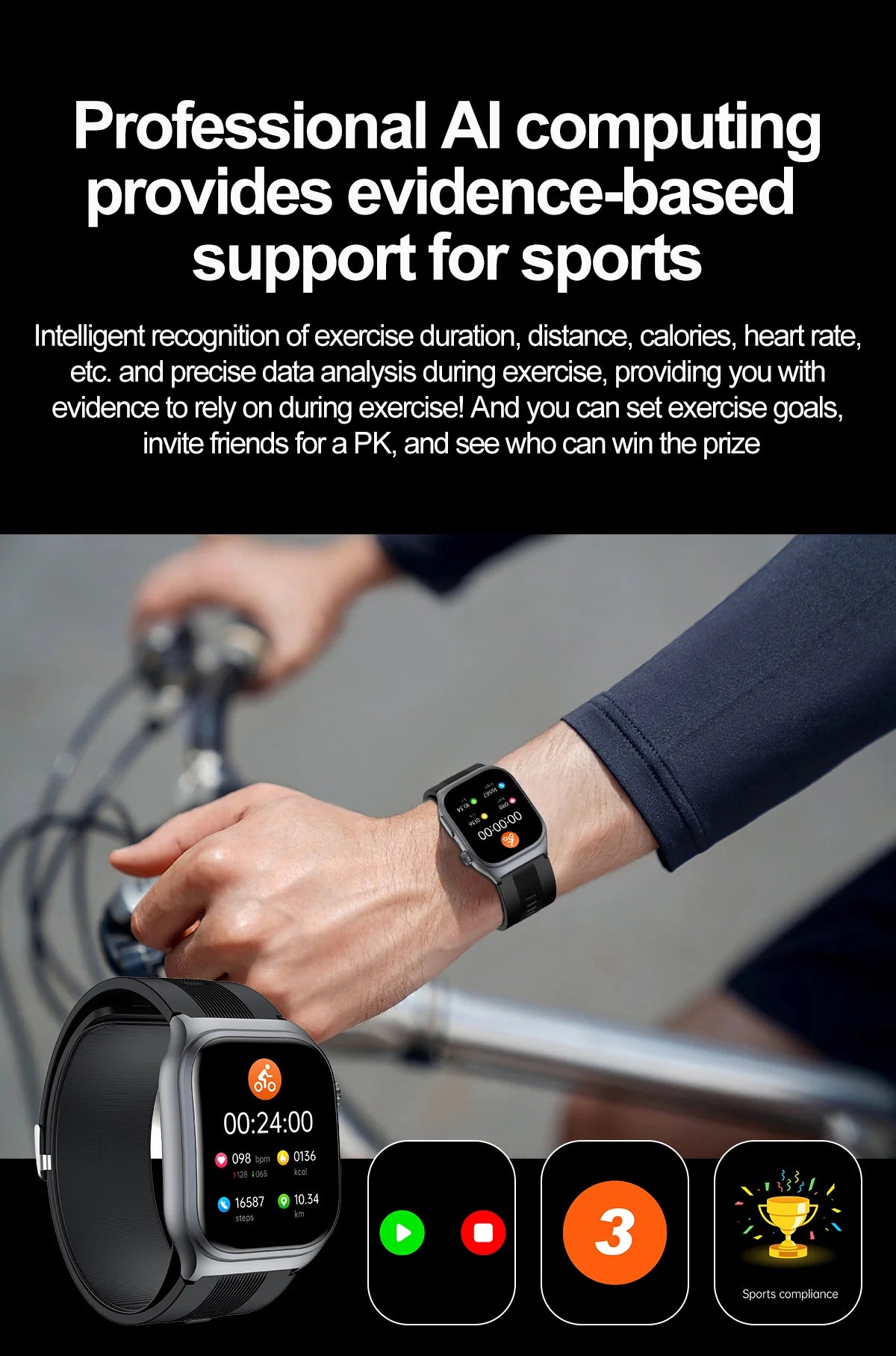 S15 Smart Watch Air Pump Airbag Accurate Blood Pressure Measurement ECG Health Monitoring 2.06inch Amoled Screen Smartwatch