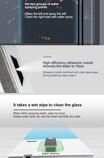 Window Robot Cleaner Electric Robotic Washing Glass Auto Water Spray Voice Prompt APP / Remote Control Professional Washer