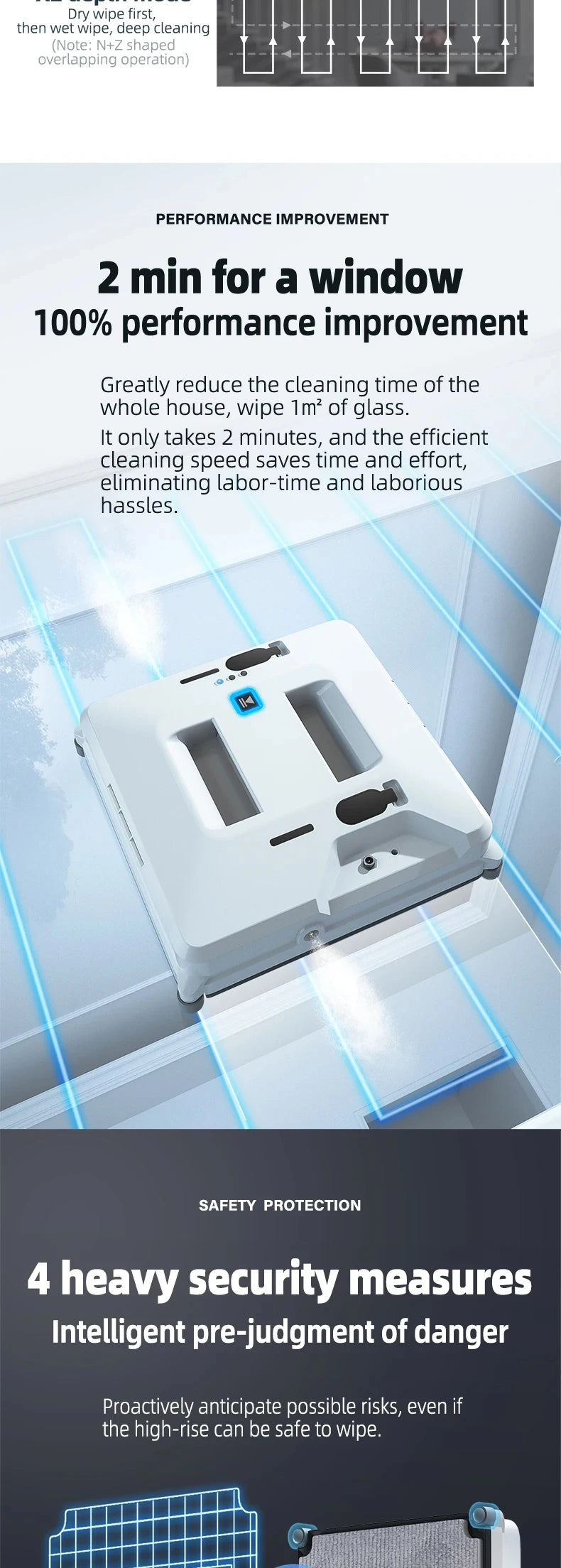 Robotic Window Cleaner Sprayer Remote Control High Suction Anti-falling Window Washing From Two Sides Home Glass Cleaning Robot