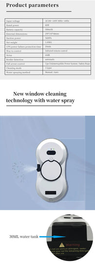 Window Cleaning Robot Large Suction Spray Electric Window Cleaning Robot anti-fall Remote Control Vacuum Cleaner