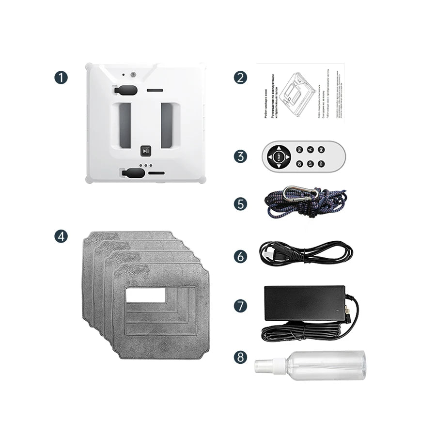 Robotic Window Cleaner Sprayer Remote Control High Suction Anti-falling Window Washing From Two Sides Home Glass Cleaning Robot