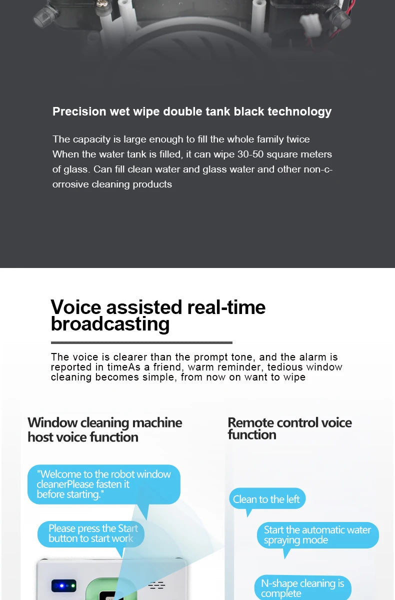 Window Robot Cleaner Electric Robotic Washing Glass Auto Water Spray Voice Prompt APP / Remote Control Professional Washer