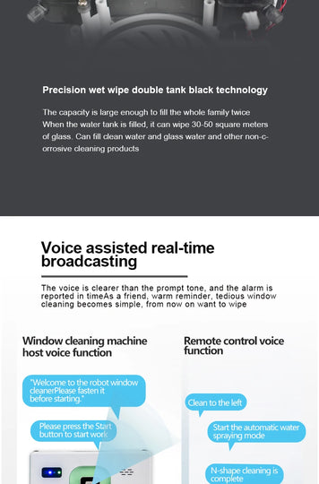 Window Robot Cleaner Electric Robotic Washing Glass Auto Water Spray Voice Prompt APP / Remote Control Professional Washer