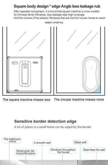 Window Robot Cleaner Electric Robotic Washing Glass Auto Water Spray Voice Prompt APP / Remote Control Professional Washer