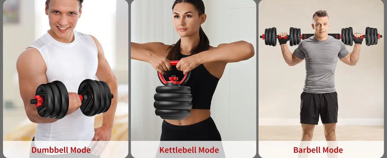 AQAdjustable ,10/25/35/55/70/90lbs Free Weight with Connector,4 in1 Dumbbells Set Used as Barbell,Kettlebells,Push