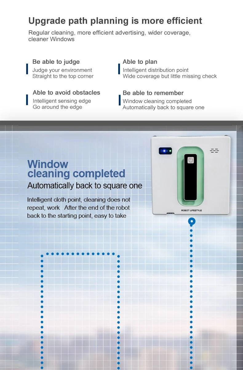 Window Robot Cleaner Electric Robotic Washing Glass Auto Water Spray Voice Prompt APP / Remote Control Professional Washer