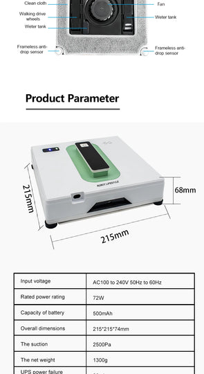 Window Robot Cleaner Electric Robotic Washing Glass Auto Water Spray Voice Prompt APP / Remote Control Professional Washer