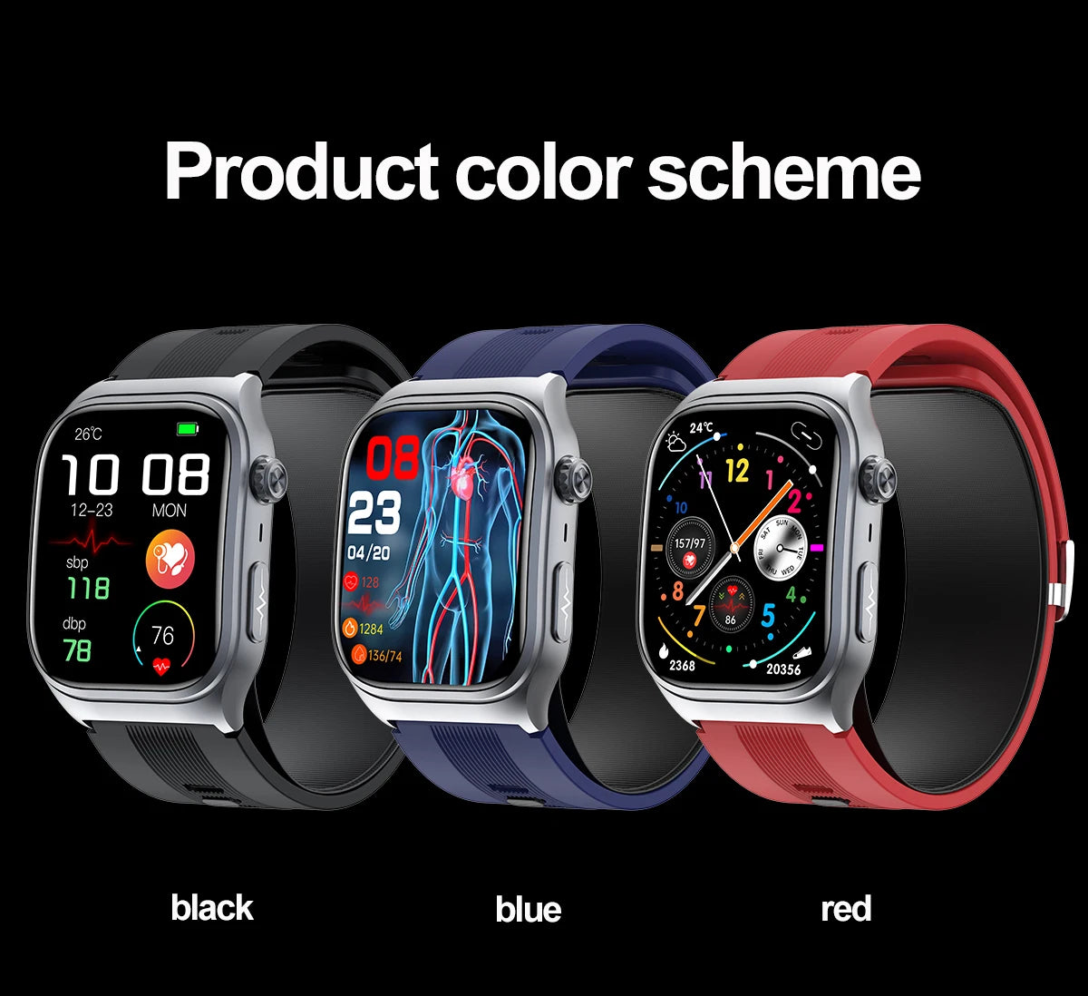 S15 Smart Watch Air Pump Airbag Accurate Blood Pressure Measurement ECG Health Monitoring 2.06inch Amoled Screen Smartwatch