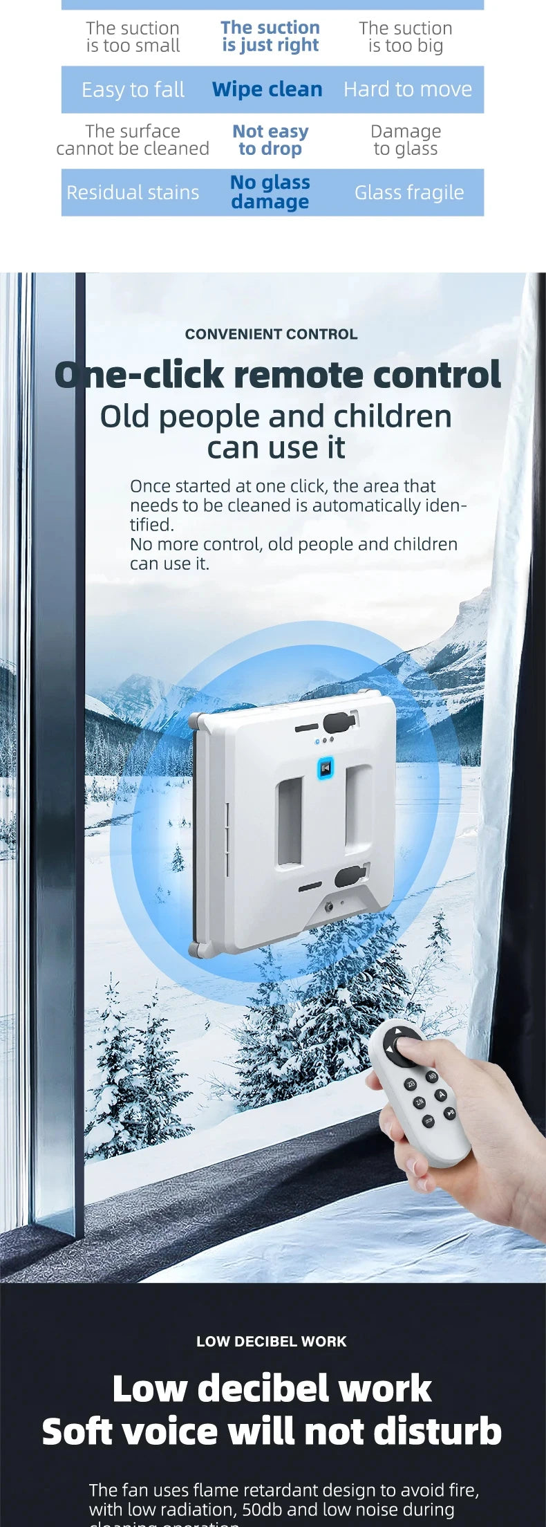 Robotic Window Cleaner Sprayer Remote Control High Suction Anti-falling Window Washing From Two Sides Home Glass Cleaning Robot