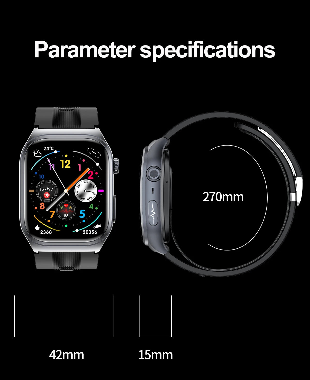 S15 Smart Watch Air Pump Airbag Accurate Blood Pressure Measurement ECG Health Monitoring 2.06inch Amoled Screen Smartwatch