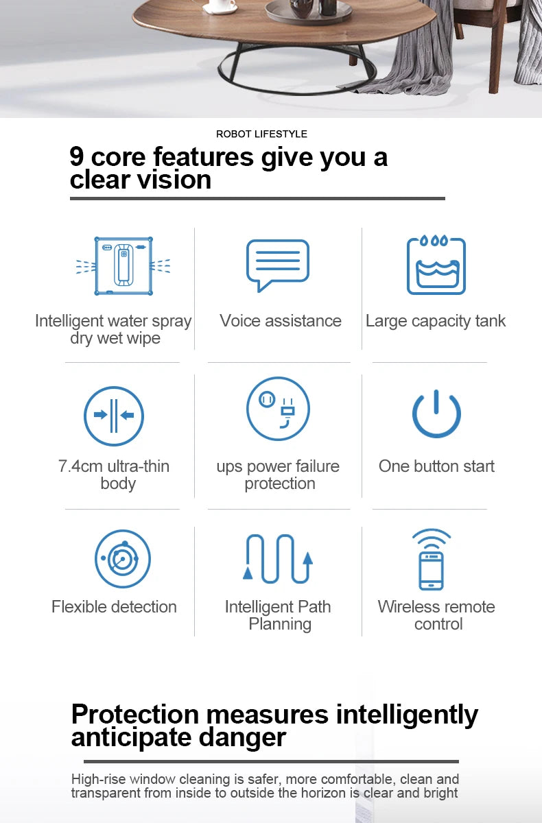Window Robot Cleaner Electric Robotic Washing Glass Auto Water Spray Voice Prompt APP / Remote Control Professional Washer