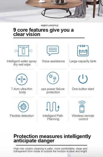 Window Robot Cleaner Electric Robotic Washing Glass Auto Water Spray Voice Prompt APP / Remote Control Professional Washer